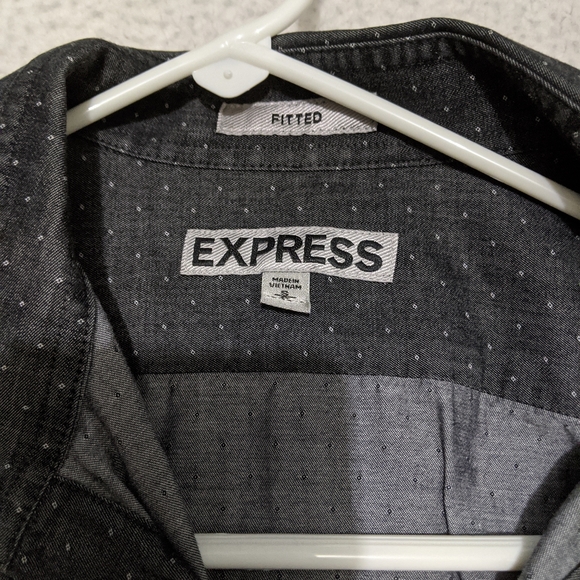 Express fitted grey button down shirt small (S) - Picture 2 of 3